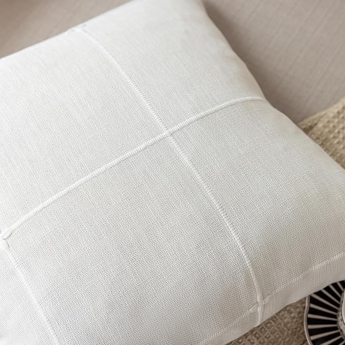 vctops Rustic Lattice Cotton Linen Decorative Throw Pillow Cover Embroidery - Image 4