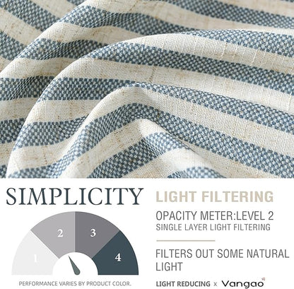 Vangao Stripe Farmhouse Kitchen Curtains 24 Inch Length Linen Cafe Curtains - Image 6