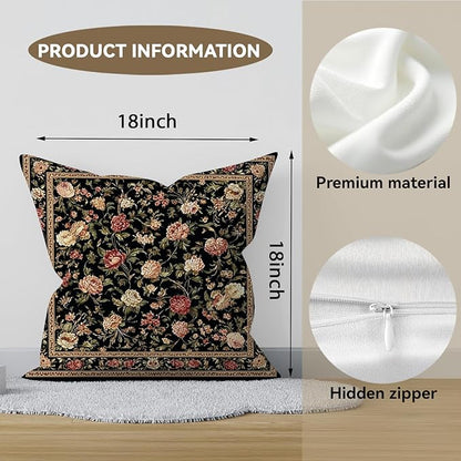 Bohemian Pillow Covers | Vintage Floral & Carpet Design | Double Sided Blue - Image 2