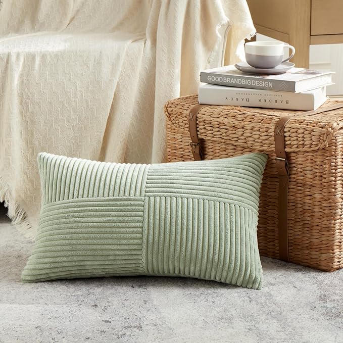 Fancy Homi 2 Packs Sage Green Lumbar Decorative Throw Pillow Covers 16x32 Inch - Image 2