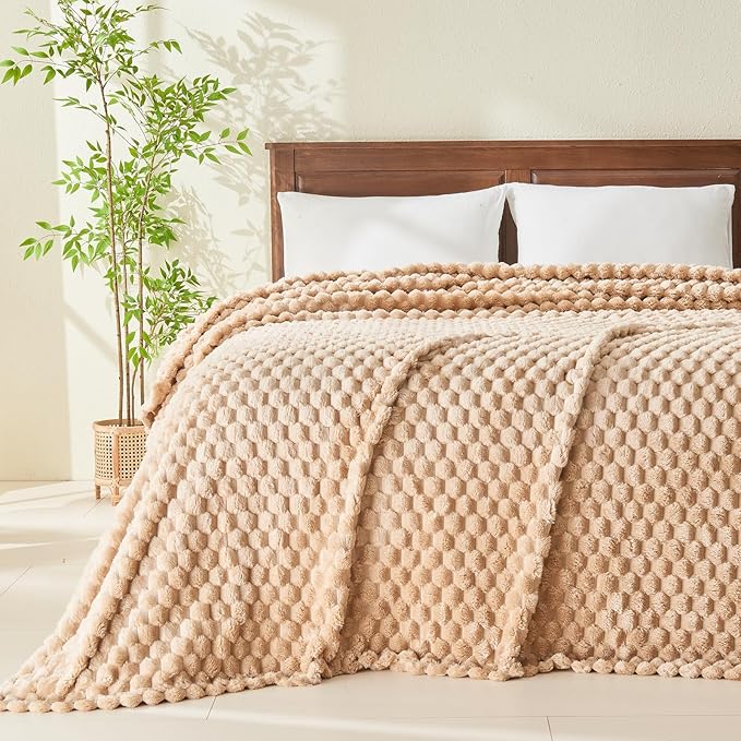 NEWCOSPLAY Super Soft Queen Blanket Brown Premium Silky Flannel Fleece 3D - Image 2