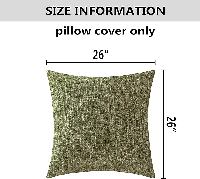 Home Brilliant Green Spring Pillow Covers 26x26 inch Striped Chenille Plush - Image 6
