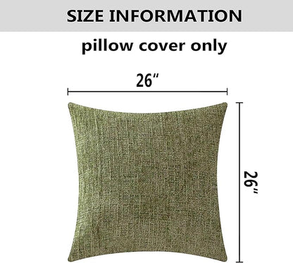 Home Brilliant Green Spring Pillow Covers 26x26 inch Striped Chenille Plush - Image 6