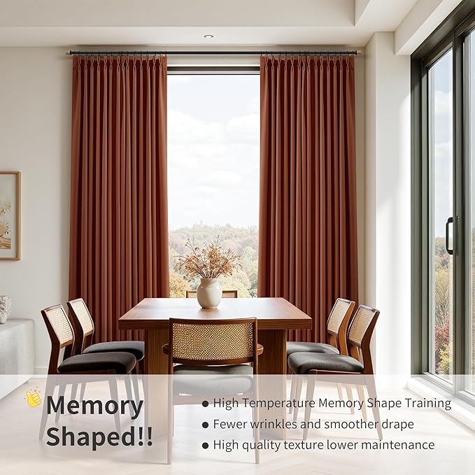 Pinch Pleated Linen 100% Blackout Curtains 108 Inch Long Floor to Ceiling - Image 6