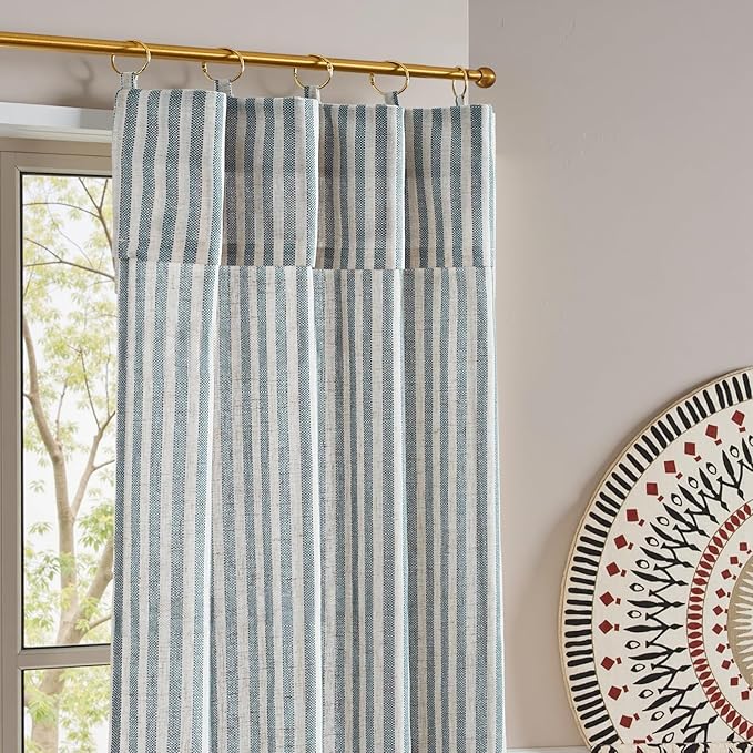 jinchan Striped Linen Kitchen Curtains - Image 8