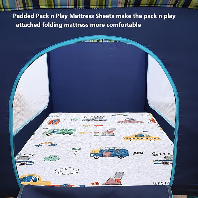Padded Pack n Play Sheets Breathable Thick Pack and Play Mattress Protector - Image 5