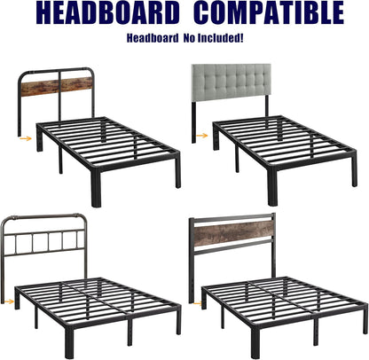 hunlostten 18in high king bed frame no box on a desk or shelf