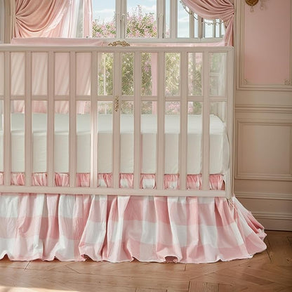 Brandream Gingham Gathered Crib Skirt, Baby Boy, Baby Girl, Gender Neutral Crib - Image 4