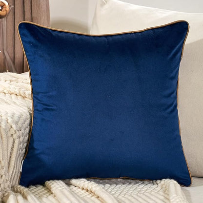 Aeckself Navy Blue Velvet Pillow Cover 20 x 20 Inch, Luxury Modern Square Gold - Image 2