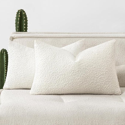 Woaboy Pack of 2 12x20 Inch Decorative Boucle Throw Pillow Covers Textured by Woaboy