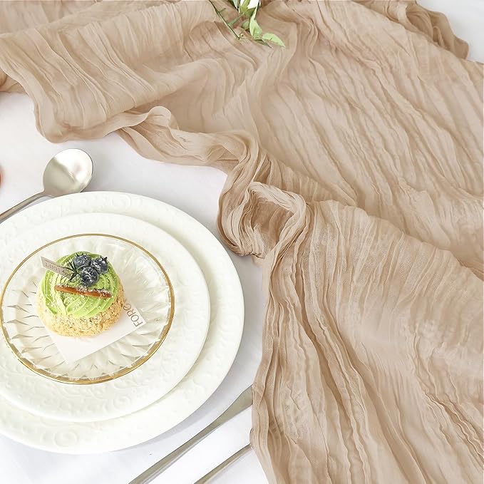 IVAPUPU 4 Pcs Cheesecloth Table Runner - 10ft Nude Boho Gauze Cheese Cloth - Image 3