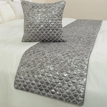 The HomeCentric King/Queen/Twin Grey & Silver Designer Twin 53"x18" Bed Runner - Image 4