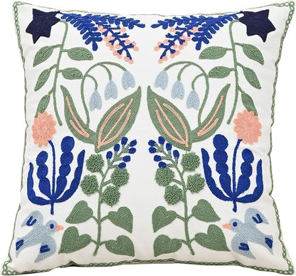 Embroidered Throw Pillow Case Spring Romantic Flower Cushion Cover Farmhouse by AusingLLC