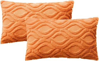 MIULEE Bright Orange Fall Throw Pillow Covers 12x20 Inch, Soft Plush Faux Wool - Image 7