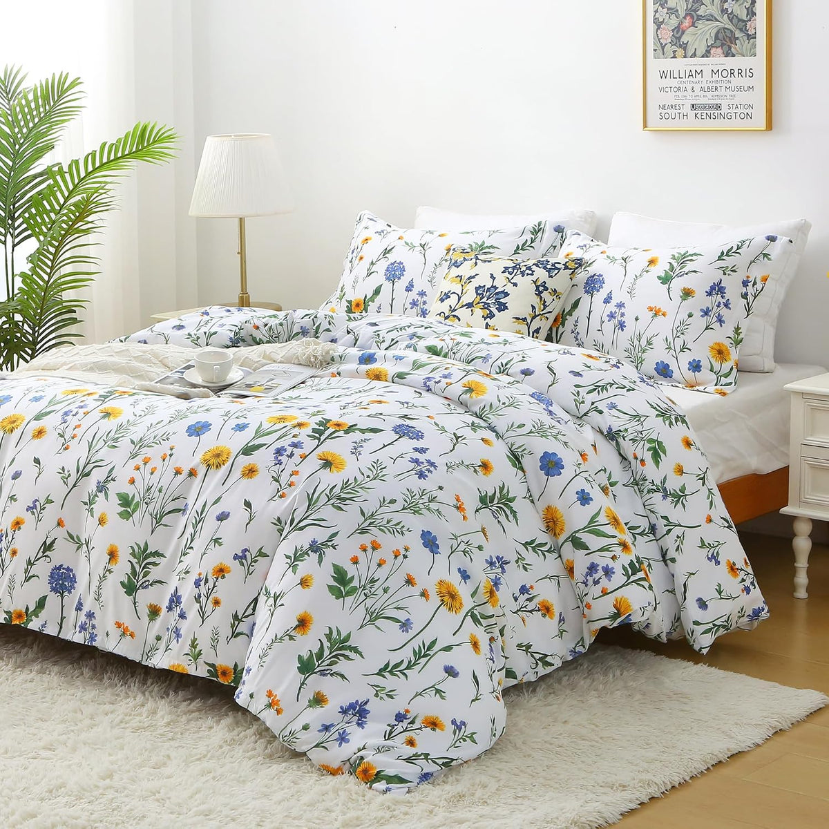 mooreeke floral king size comforter sets, dandelion floral, package contents