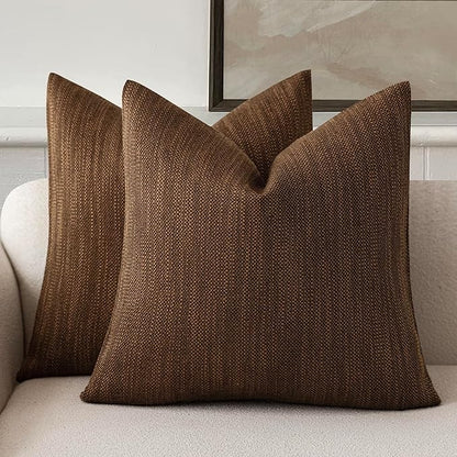 Foindtower Set of 2 Decorative Textured Burlap Linen Throw Pillow Covers by Foindtower