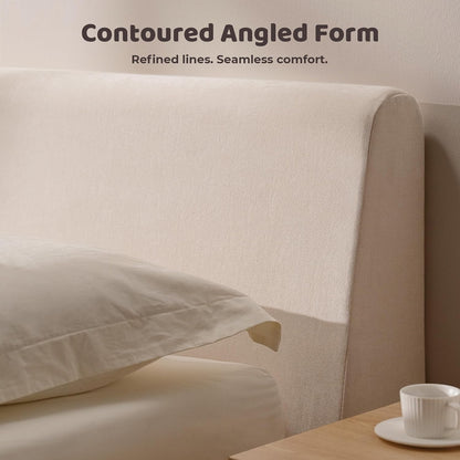 recci airframe full upholstered bed frame with ergonomic on a desk or shelf