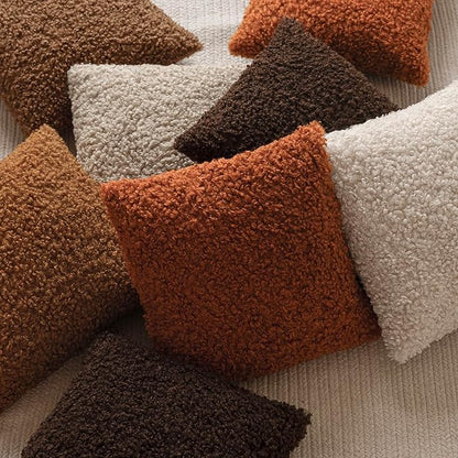 Foindtower 2 Pieces 18x18 Inch Burnt Orange, Faux Fur Throw Pillow Cover Accent - Image 7