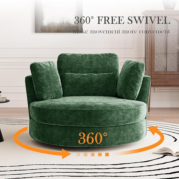 Aoiy & Wifon 50.2'' W Oversized Swivel Barrel Chair, Round Oversized Arm Chair - Image 3
