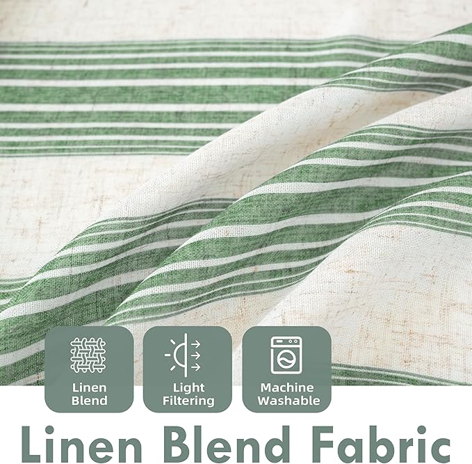 DriftAway Farmhouse Vertical Striped Linen Blend Textured Light Filtering Semi - Image 2