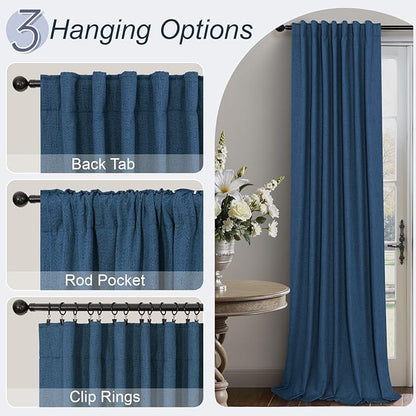 Navy Blue Short Blackout Curtains 54 Inch Length 2 Panels - Image 5
