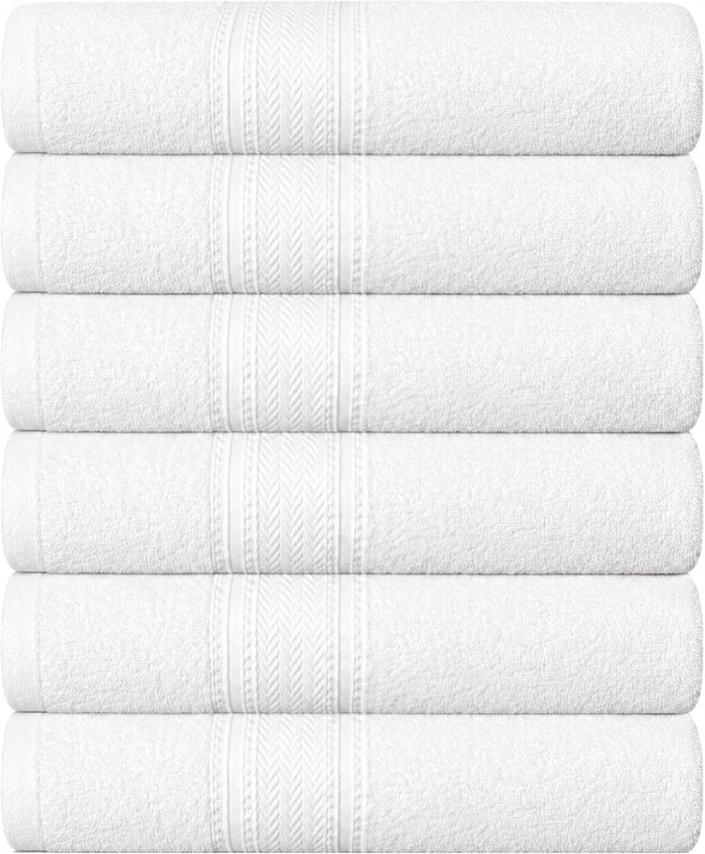 Bath Towels Pack of 6, 27x55 Inches, 550 GSM 100% Ring Spun Cotton Towels for...