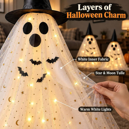 3 Pack Light Up Ghosts Halloween Decorations Indoor Home Table & Outdoor