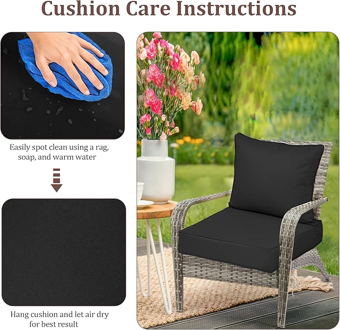 Waterproof Outdoor Chair Cushion Set of 4, Outdoor Cushions - Image 7