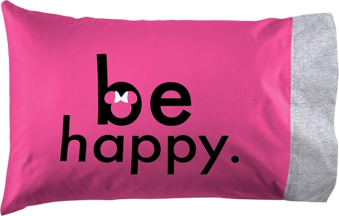 Jay Franco Disney Minnie Mouse Be Happy 1 Single Reversible Pillowcase - Image 2