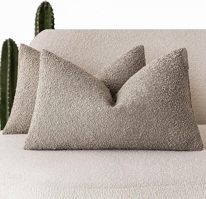 Foindtower Pack of 2 Textured Boucle Throw Pillow Covers Accent Solid by Foindtower