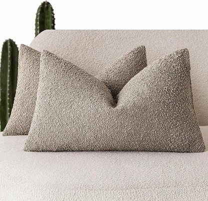 Foindtower Pack of 2 Textured Boucle Throw Pillow Covers Accent Solid by Foindtower