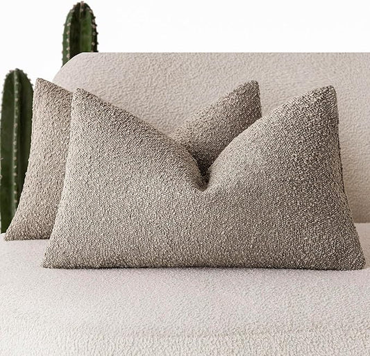 Foindtower Pack of 2 Textured Boucle Throw Pillow Covers Accent Solid by Foindtower