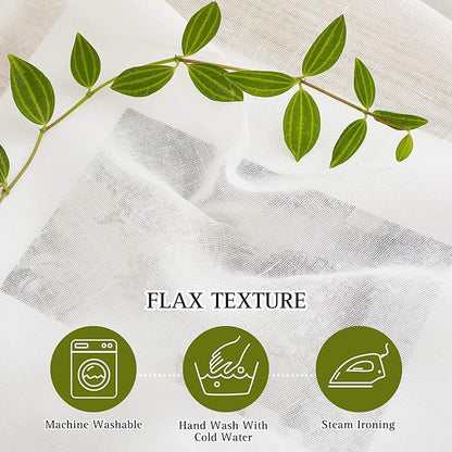 NICETOWN 45 inch Long Rich Linen Curtains Flax Texture, Grommet Top Rustic - Image 4