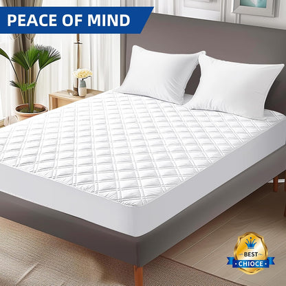 queen mattress protector waterproof, mattress pad fitted deep, view 9