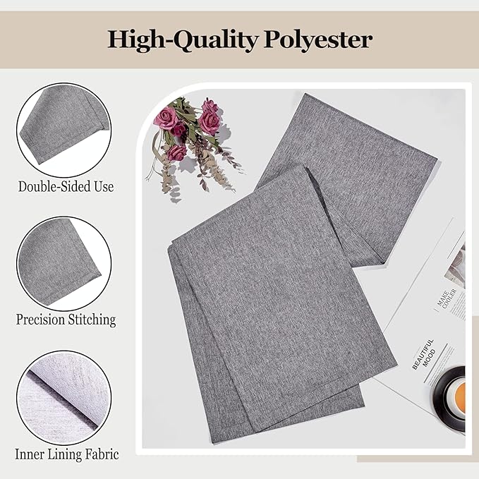 Mebakuk Linen Farmhouse Table Runner Large Burlap Style Soft and Waterproof - Image 3