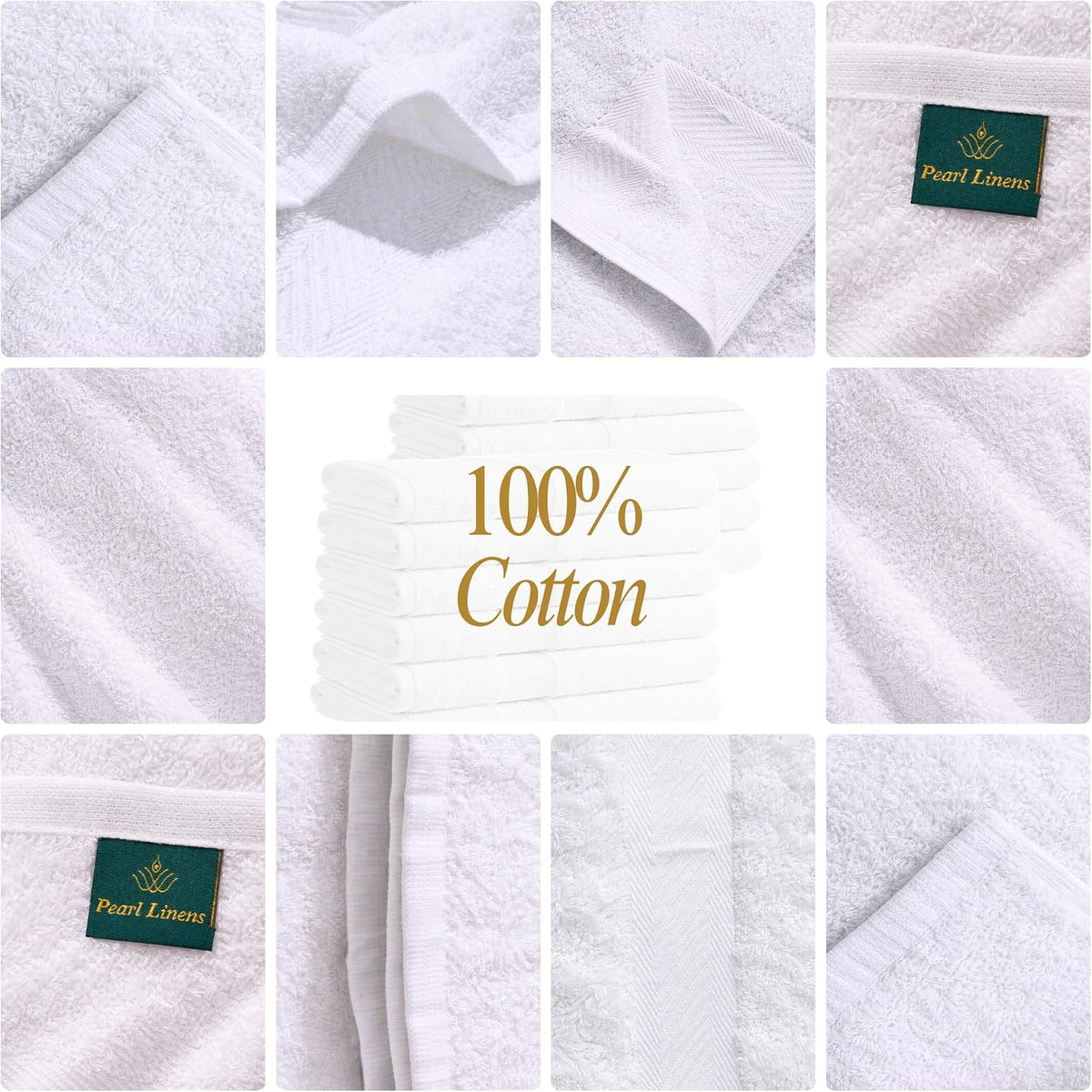 pearl linens 12 pack 22x44 economy cotton hotel, close-up detail