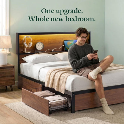 zinus kai platform bed frame, four underbed storage, view 9