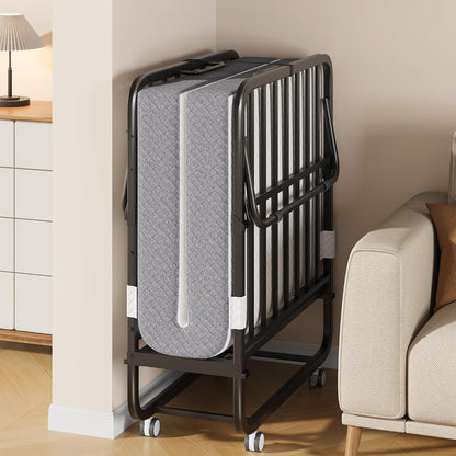 decofy folding bed, portable foldable bed with movable shown in use