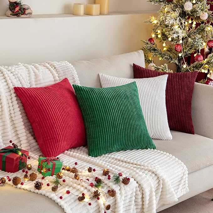 MIULEE Winter Pack of 2 Corduroy Pillow Covers 12 x 20 Inch Lumbar Christmas - Image 8