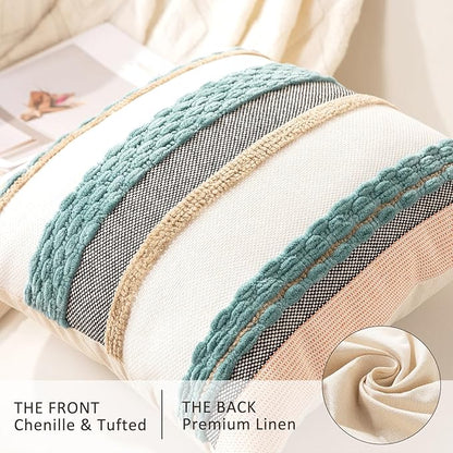 Boho Throw Pillow Covers 18x18 Set of 2 Farmhouse Decorative Cushion Case - Image 2