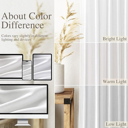 Nanspring White Linen Curtains 129 Inches Long - Image 5