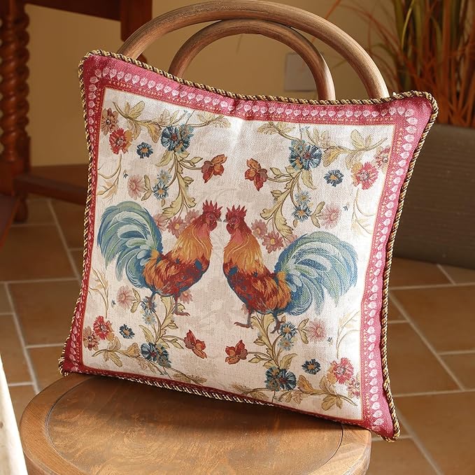 patdrea Designer Pack of 2 Square Throw Pillow Covers, Farmhouse Red Linen - Image 2
