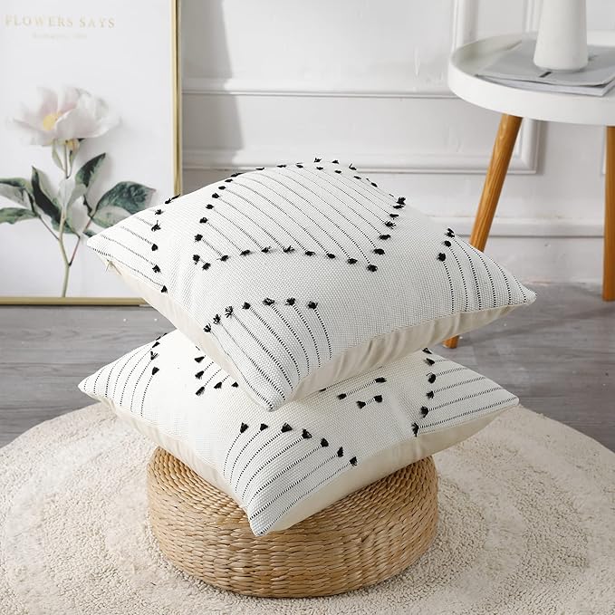 PANOD Knitted Boho Tufted Throw Pillow Covers - Image 4