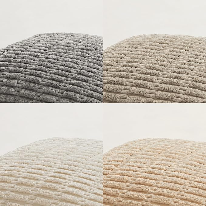 Fancy Homi 4 Pack 20x20 Inch Striped Corduroy Throw Pillow Covers, Rustic Boho - Image 5