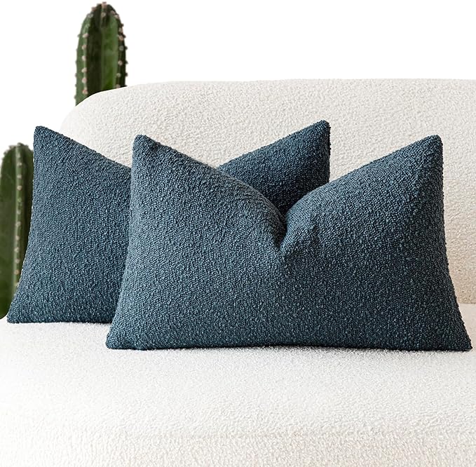 Foindtower Pack of 2 Modern Textured Boucle Throw Pillow Covers Accent Solid by Foindtower