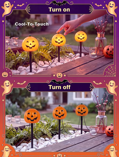 10.5FT Halloween Pathway Lights, 5PK LED Jack o Lantern Stake Lights
