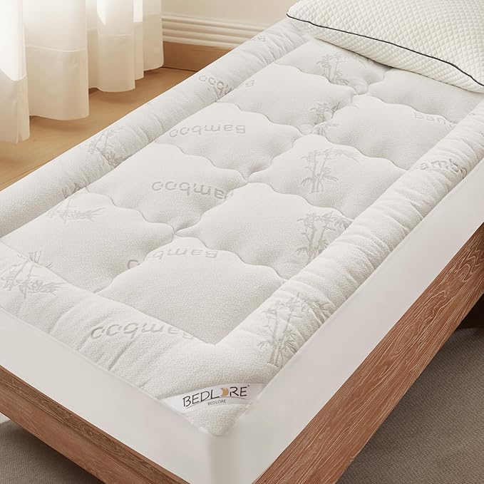 BEDLORE Twin XL Mattress Topper Viscose Derived from Bamboo, Thick Pillow Top by Bedlore