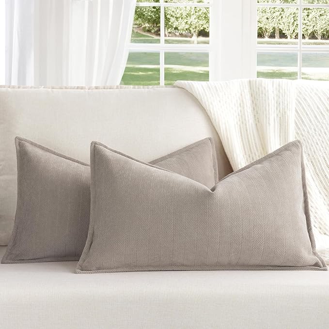 ZWJD Gray Pillow Covers 12x20 Set of 2 Chenille Pillow Covers by ZWJD
