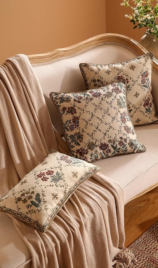 patdrea Designer Throw Pillow Covers Set of 2, Rectangle Vintage Light Brown - Image 8