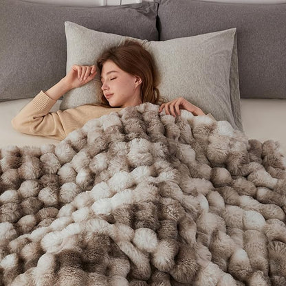 COOVA Faux Fur Throw Blanket for Couch, Cozy Soft and Fuzzy Plush Rabbit Fur - Image 3